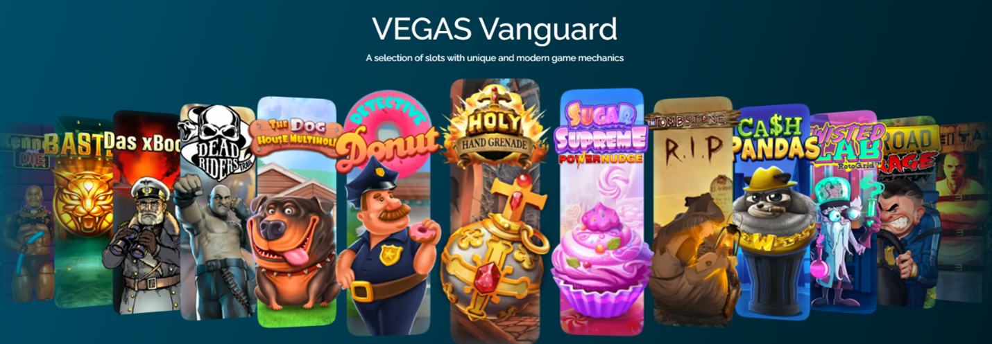 Vegas Vanguard section — a selection of slots with unique and modern game mechanics